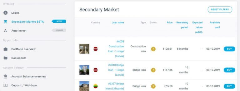 Since September 2019 we finally have secondary market in Estateguru! , so that we can finally sell our shares to other users whenever we want and buy new operations at very interesting prices. Keep in mind that there is a 2% commission for sales in the secondary market (purchases have no commission).